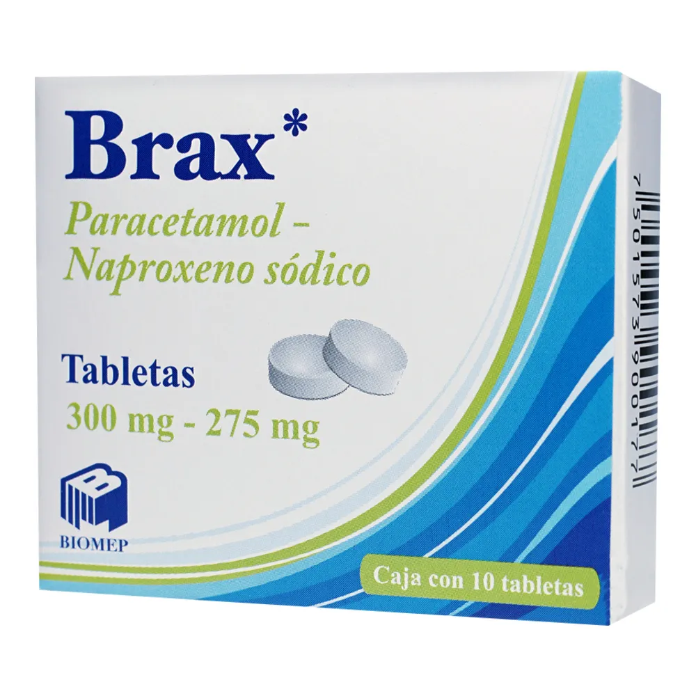 BRAX 275/300MG C/10 TAB.  (NAPROXENO/PARACETAMOL)BIOMEP