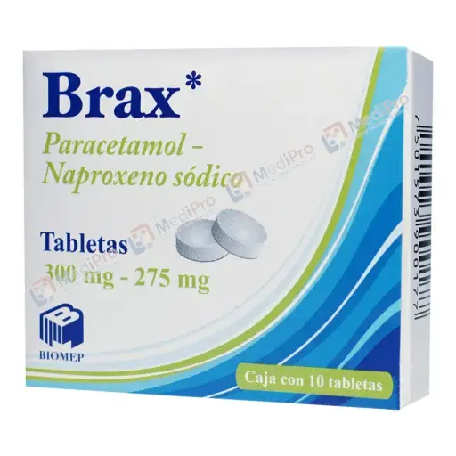 BRAX 275/300MG C/10 TAB.  (NAPROXENO/PARACETAMOL)BIOMEP