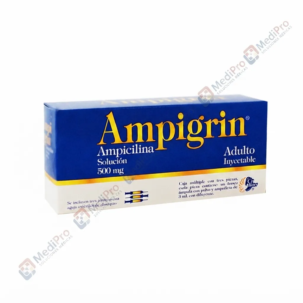 AMPIGRIN ADULTO SOL INY (AMPICILINA) 500MG  C/3