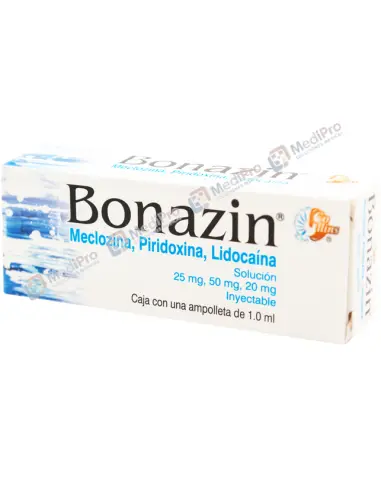 BONAZIN C/1X1 ML AMP (PIRIDOXINA / MECLIZINA / LIDOCAINA)