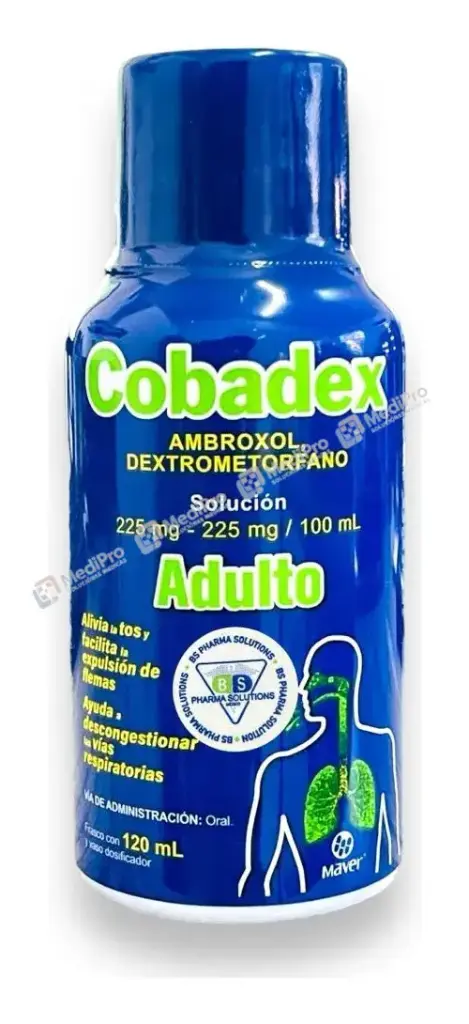 COBADEX ADULTO SOLUCION 120 ML. (AMBROXOL 225 MG/DEXTROMETORFANO 225 MG.)