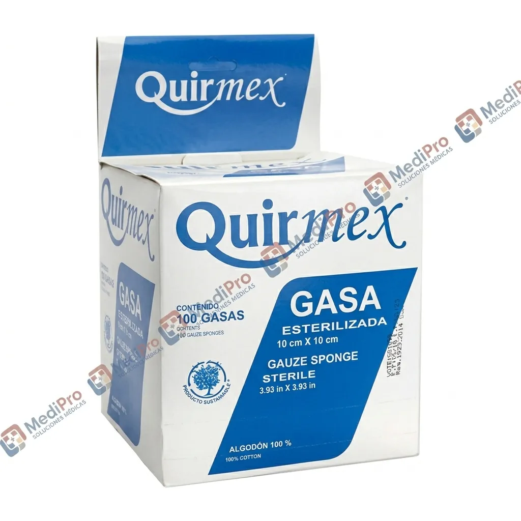 GASA SIMPLE ESTERILIZADA 10 X 10 C/100 CAJA QUIRMEX