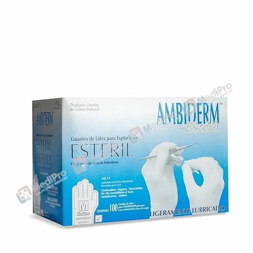 GUANTE P/EXPLORACIÓN ESTÉRIL MED C/100 AMBIDERM