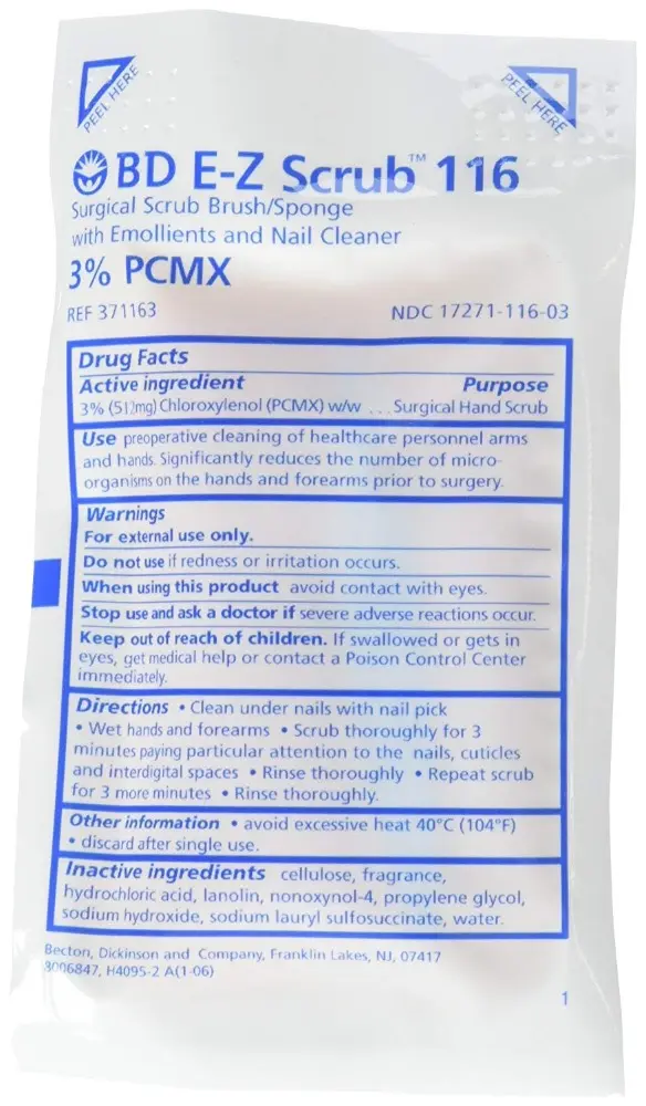 CEPILLO QUIRURGICO 3% PCMX CON JABON SCRUB 116 BD