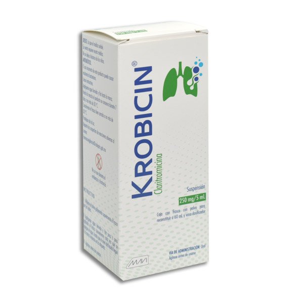 KROBICIN (CLARITROMICINA) SOL. 60ML. 250MG/5ML MAVI