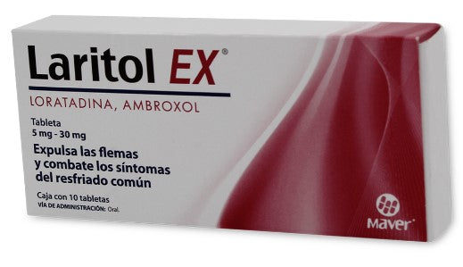LARITOL EX 10 TABLETAS (LORATADINA 5 MG/ AMBROXOL 30 MG.)