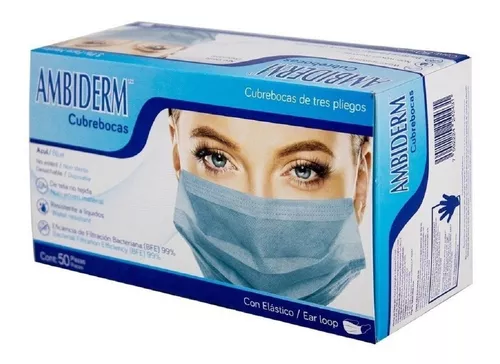 CUBREBOCAS AZUL PLISADO C/50 AMBIDERM