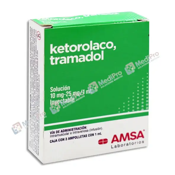 KETOROLACO / TRAMADOL SOL INY. C/ 3 AMP. 10-25MG/1ML  AMSA