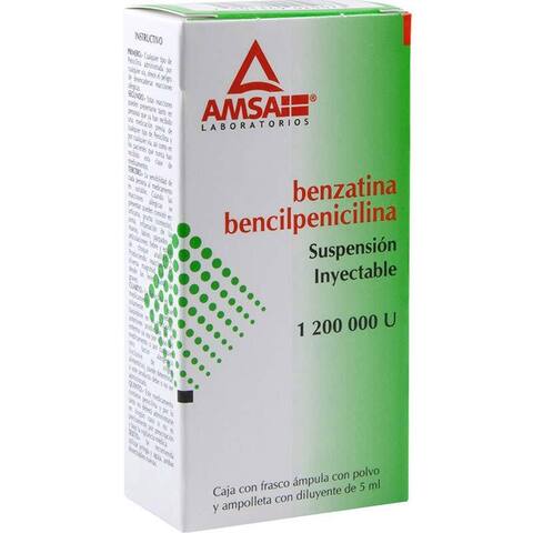 BENCILPENICILINA BENZATINA SUSP INY 1 200 000 UI C/1 AMP AMSA