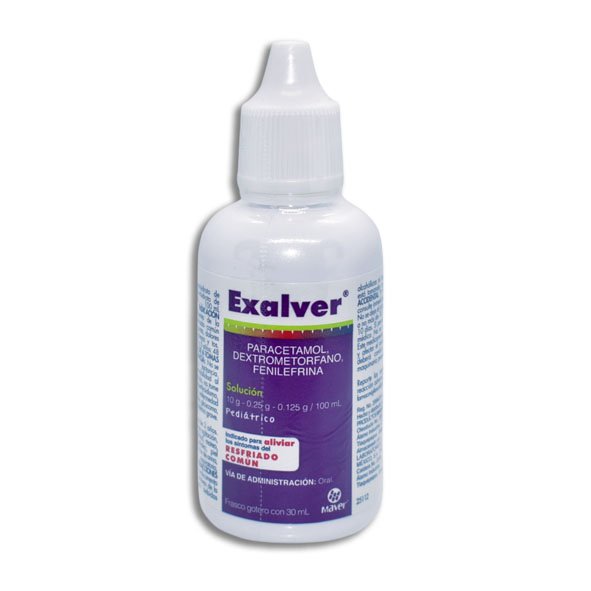 EXALVER (PARACETAMOL/FENILEFRINA/DEXTROMETORFANO) SOL. PED 10G-0.25-0.125G/100 ML. C/30 ML