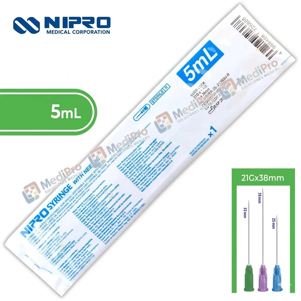 JERINGA 5 ML 21 X 38 VERDE NIPRO C/1 PZA.