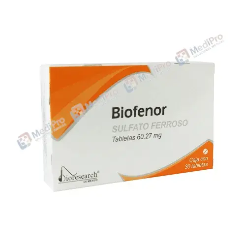 BIOFENOR (SULFATO FERROSO)  60.27 MG C/30 TAB.