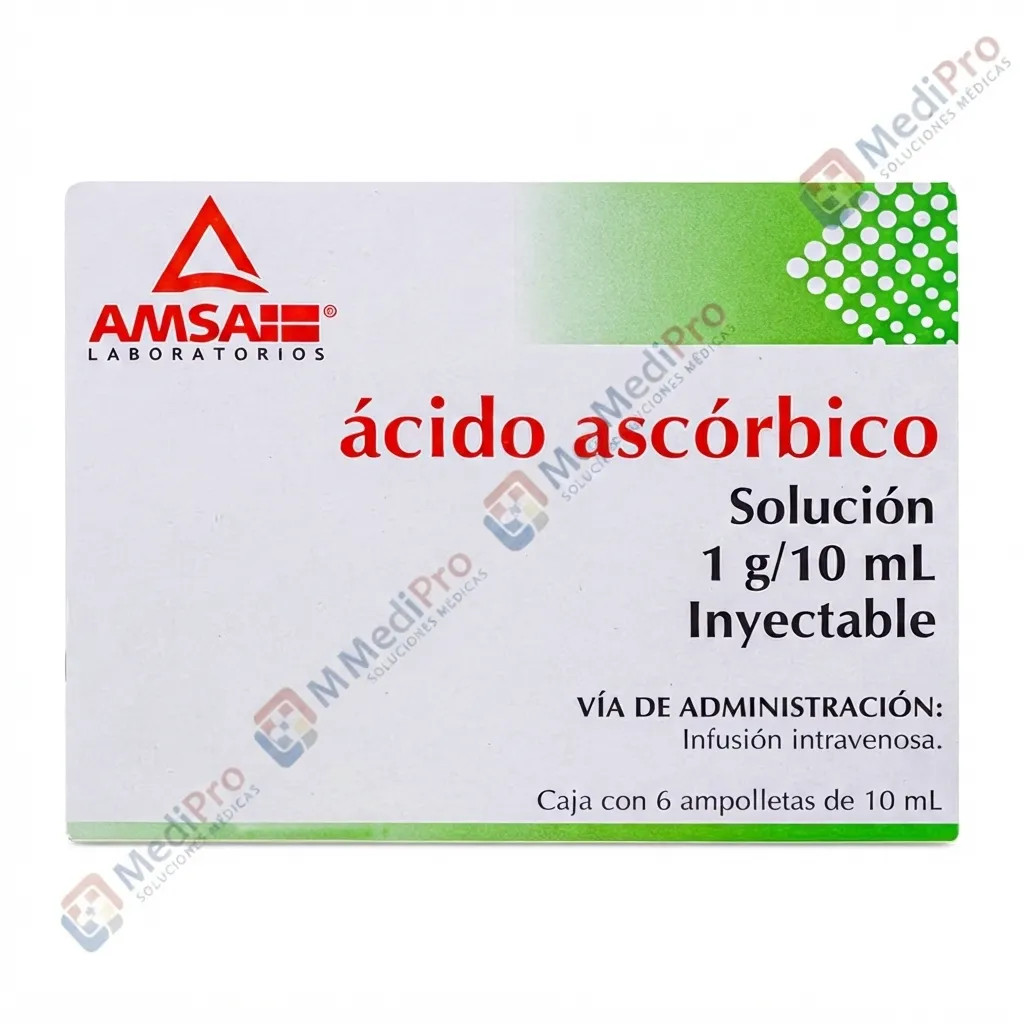 ACIDO ASCORBICO SOL INY 1G/10ML  C/6 AMP AMSA