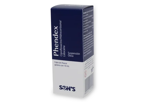 PHENDEX (CIPROFLO/HIDROCORT/LIDOCAI) SUSP GOTAS OTICO C/10 ML SONS