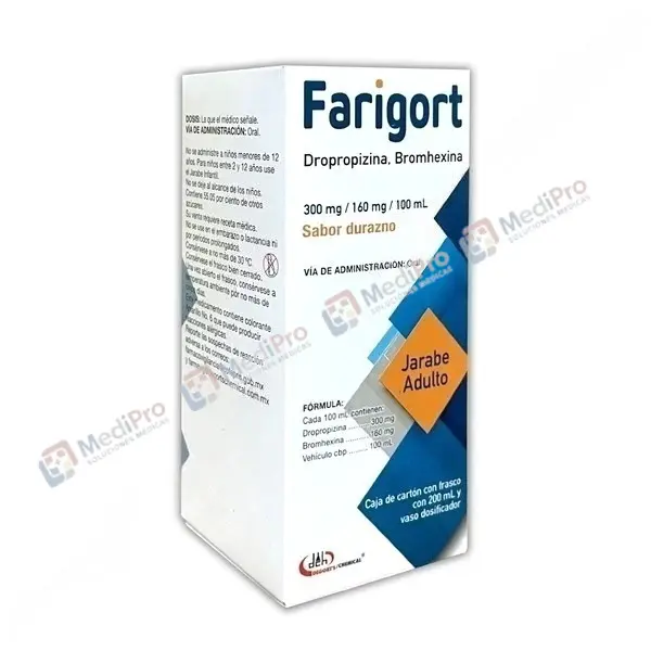 FARIGORT JARABE ADULTO DROPROPIZINA/BROMHEXINA 200 ML. 300-160 MG/100ML DEGORTS