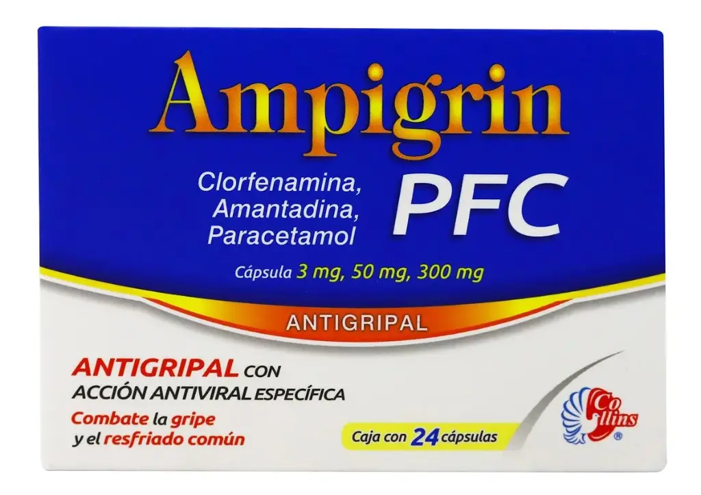 AMPIGRIN PFC CJA C-24 CAPS.3/50/300MG [CLORFENAMINA/AMANTADINA/PARACETAMOL] COLLINS
