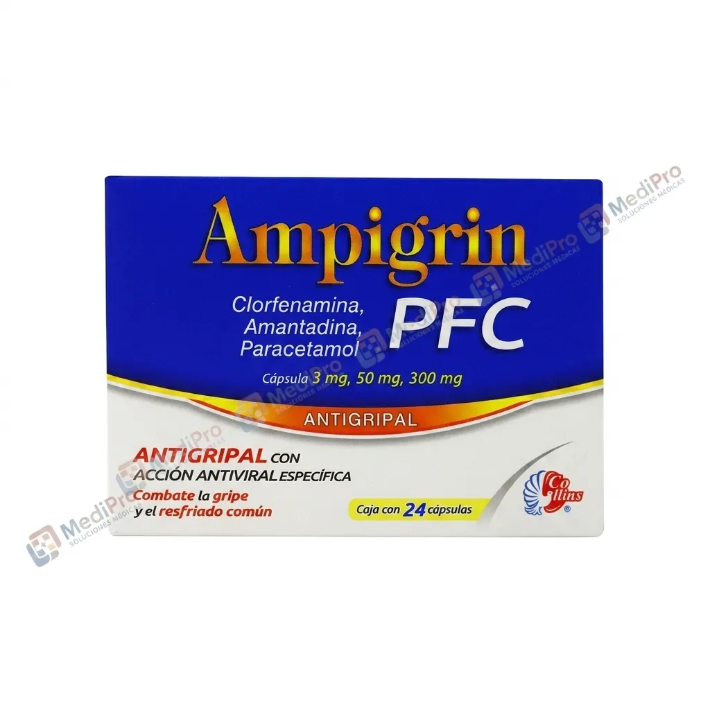 AMPIGRIN PFC CJA C-24 CAPS.3/50/300MG [CLORFENAMINA/AMANTADINA/PARACETAMOL] COLLINS
