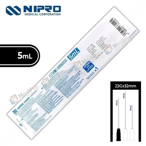 JERINGA 5 ML 22 X 32 NEGRA NIPRO C/1PZA.