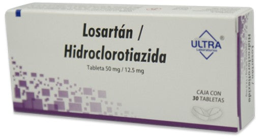 LOSARTÁN/HIDROCLOROTIAZIDA (Ultra) c/30 TABS. 50/12.5 MG.