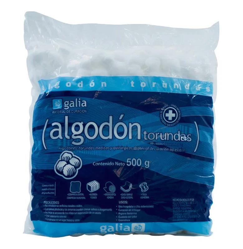 TORUNDAS de ALGODON ABSORBENTE GALIA BOLSA C/1000 BOLITAS c/500 G.