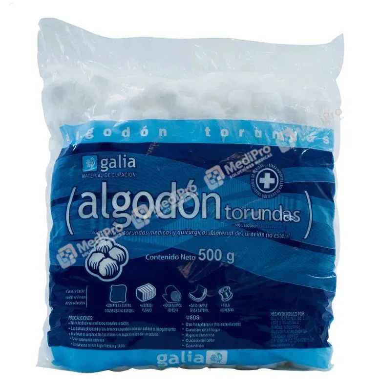TORUNDAS de ALGODON ABSORBENTE GALIA BOLSA C/1000 BOLITAS c/500 G.