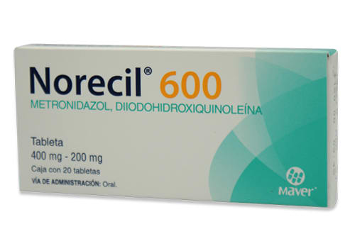 NORECIL 600 TAB 400/200MG. C/20(METRONIDAZOL/DIYODOHIDROXIQUINOLEINA)