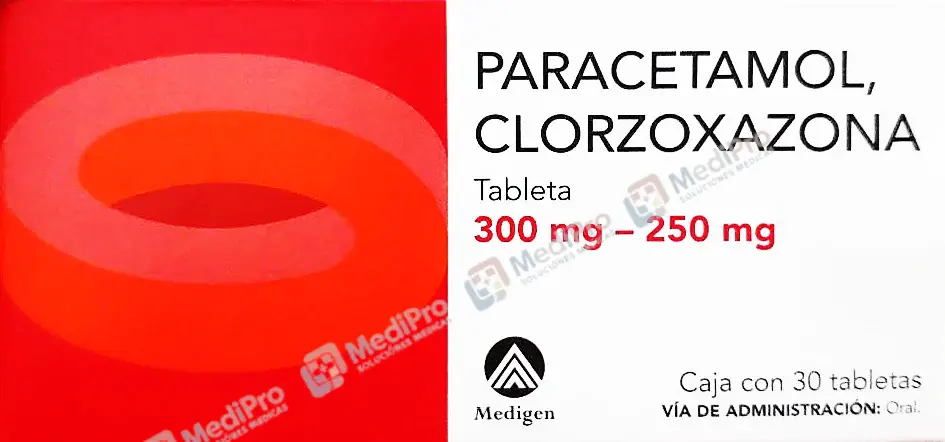 PARACETAMOL CLORZOXAZONA [MEDIGEN] C/30 TABS. 300/250. MG.