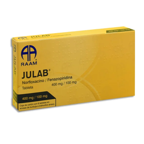 JULAB C/8 TABS. 400/100 MG [NORFLOXACINO FENAZOPIRIDINA].