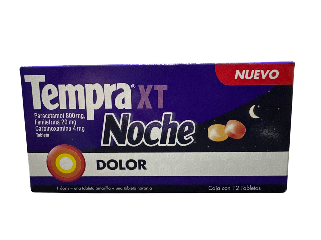 TEMPRA XT NOCHE C/12 TABS. [ PARACETAMOL 800 MG / FENILEFRINA 20 MG / CARBINOXAMINA 4 MG].