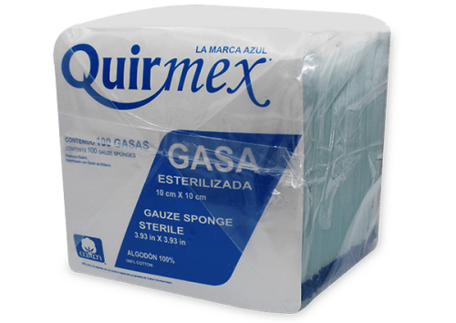 GASA ESTERILIZADA [QUIRMEX] 10X10CM T20X12 8C REFILL C/100 SOBS.