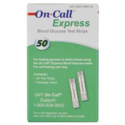 TIRAS REACTIVAS DE EXAMEN PARA GLUCOSA ON-CALL EXPRESS CJA. C/50 Pzs.