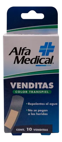 VENDITAS ADHESIVAS TRANSPIEL ALFA MEDICAL C/10 [CURITA].