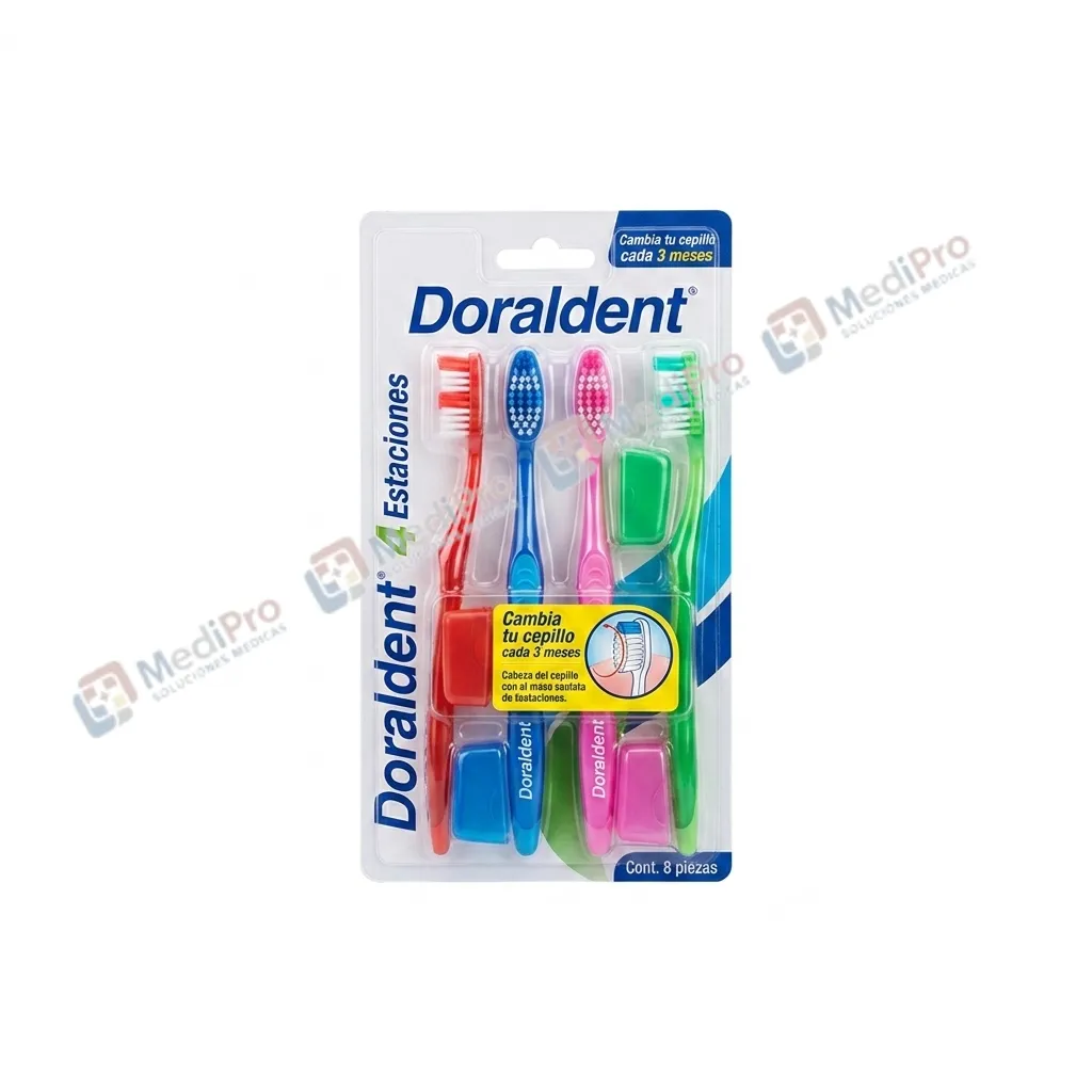 CEPILLOS + PROTECTOR 4/4 PZS ADULTO [DORALDENT] TEXTURA MEDIANA.