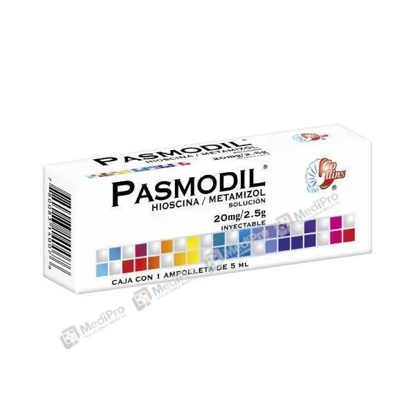PASMODIL Sol. Iny. c/1 AMPTA. 20 MG-2.5 G/5 ML. [Butilhioscina ó Hioscina + Metamizol Sódico] COLLINS.