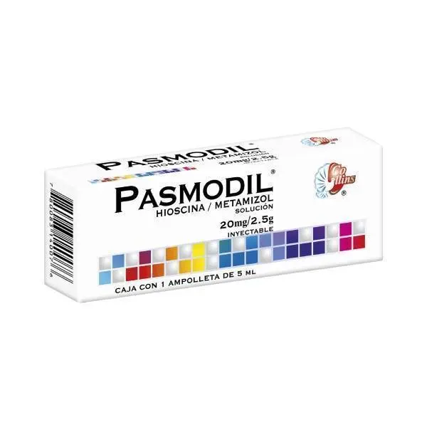 PASMODIL Sol. Iny. c/1 AMPTA. 20 MG-2.5 G/5 ML. [Butilhioscina ó Hioscina + Metamizol Sódico] COLLINS.