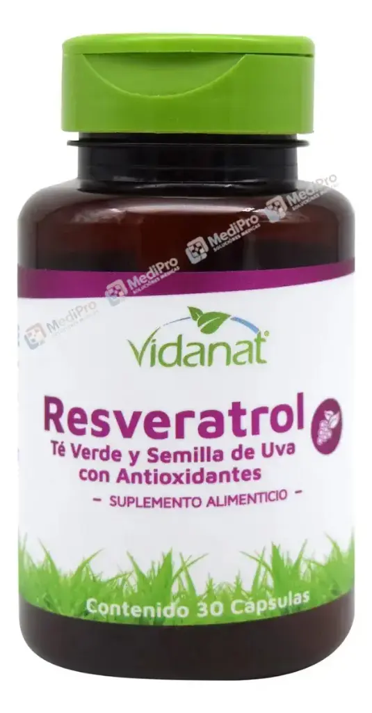 RESVERATROL 30 CAPS. [TE VERDE Y SEMILLA DE UVA ANTIOXIDANTES] VIDANAT.