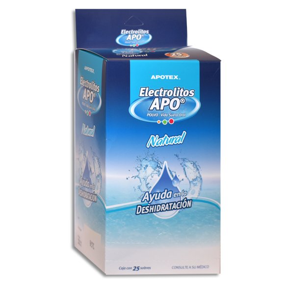 ELECTROLITOS APO Polvo Sabor Natural Exhib. c/25 Sobs. 27.9 G