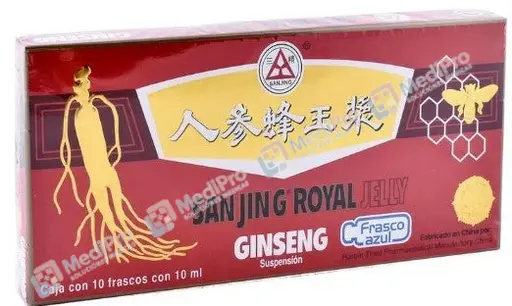 GINSENG SANJING ROYAL JELLY CAJA C/10 FRASCOS CON 10 ML.