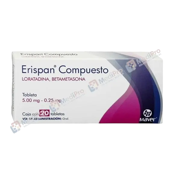 ERISPAN COMP (LORATADINA/BETAMETASONA) TAB 5.00MG/0.25 C/20 MAVER