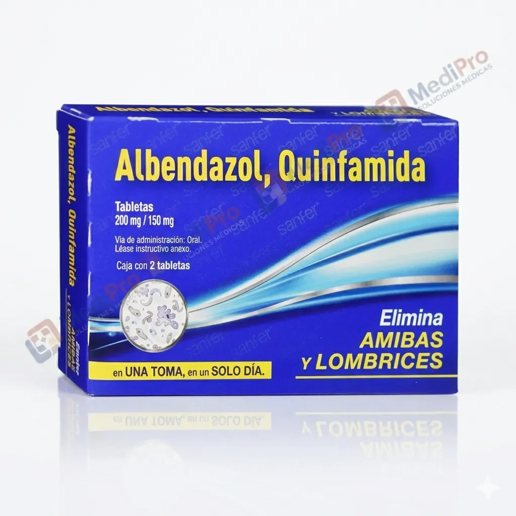 ALBENDAZOL QUINFAMIDA 150-200 MG C/2 TABS  SANFER.