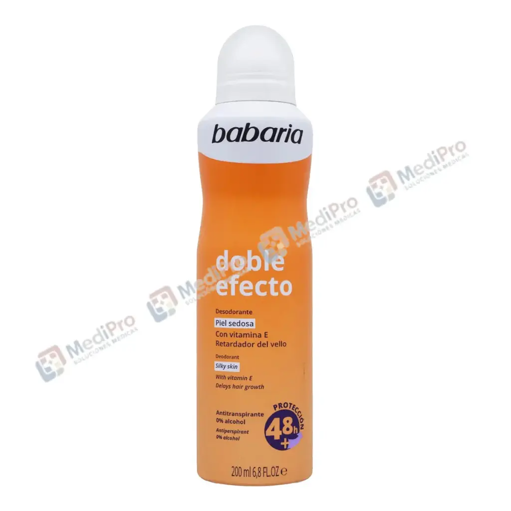 DESODORANTE ANTIRANSPIRANTE CON VITAMINA E Y ACTIVO RETARDADOR DEL VELLO (BABARIA) 200 ML.