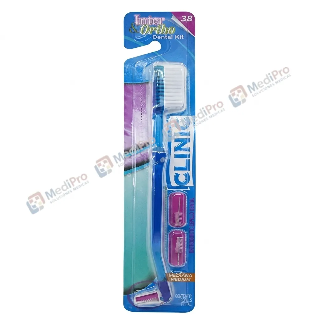 CEPILLO DENTAL ORTODONTICO (CLINIC) INTER&ORTHO BLISTER C/1 CEPILLO Y 2 RPTOS.