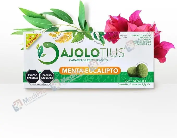 AJOLOTIUS CARAMELOS REFRESCANTES MENTA - EUCALIPTO 10 CTRA C/10 CARAMELOS. 2.5 G C/U.