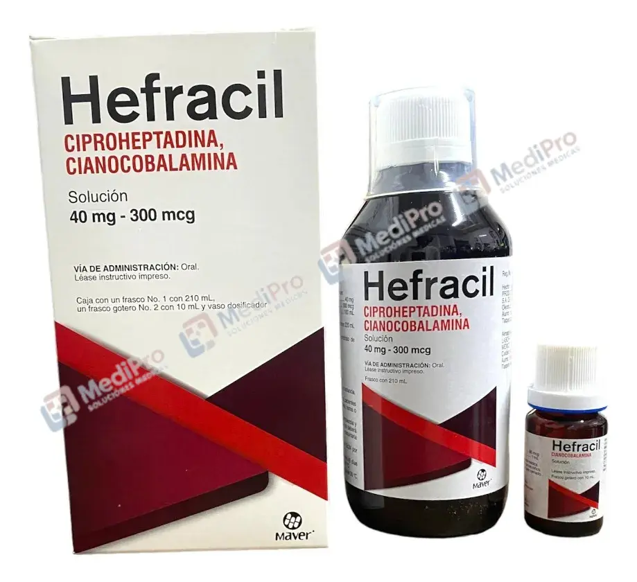 HEFRACIL SOL.(CIPROHEPTADINA CIANOCOBALAMINA) Fco. No.1 c/210 ML. y Fco. No.2 c/10 ML. 40 MG-300 MCG