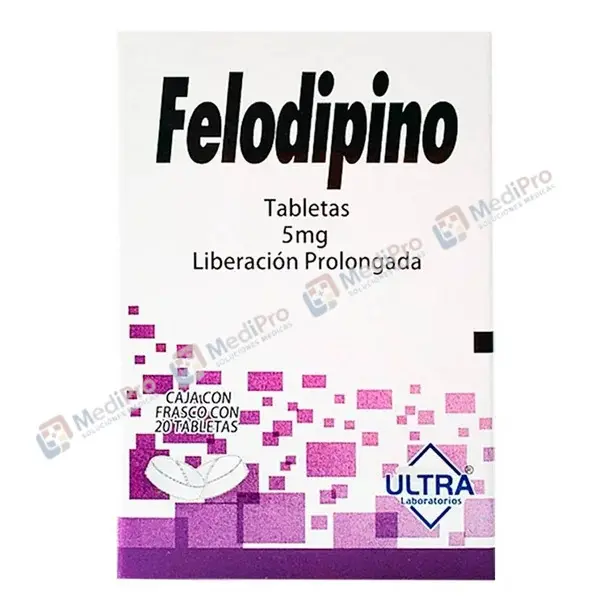 Felodipino Ultra,Tabs 5 mg c/20. 