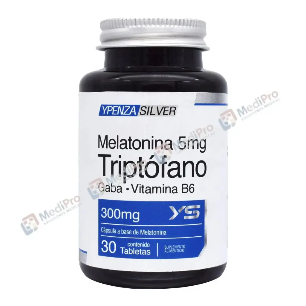 Melatonina 5 mg. Triptófano Gaba Vitamina B6 300MG. 30 tab. YPENZA SILVER.