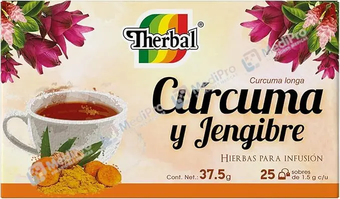 TE DE CURCUMA Y JENGIBRE 25 SOBRES THERBAL.