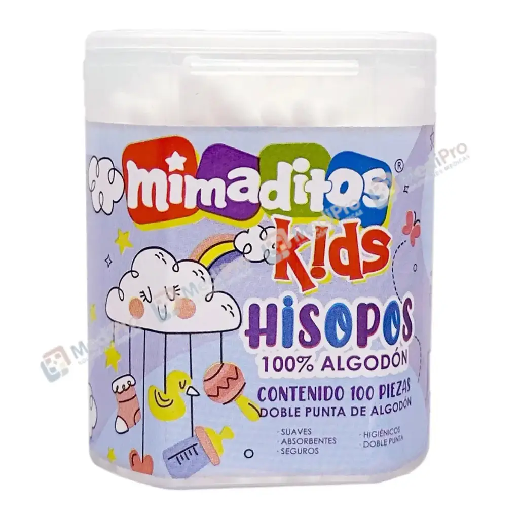 HISOPOS MIMADITOS KIDS (COTONETE) TARRO 100 PZA
