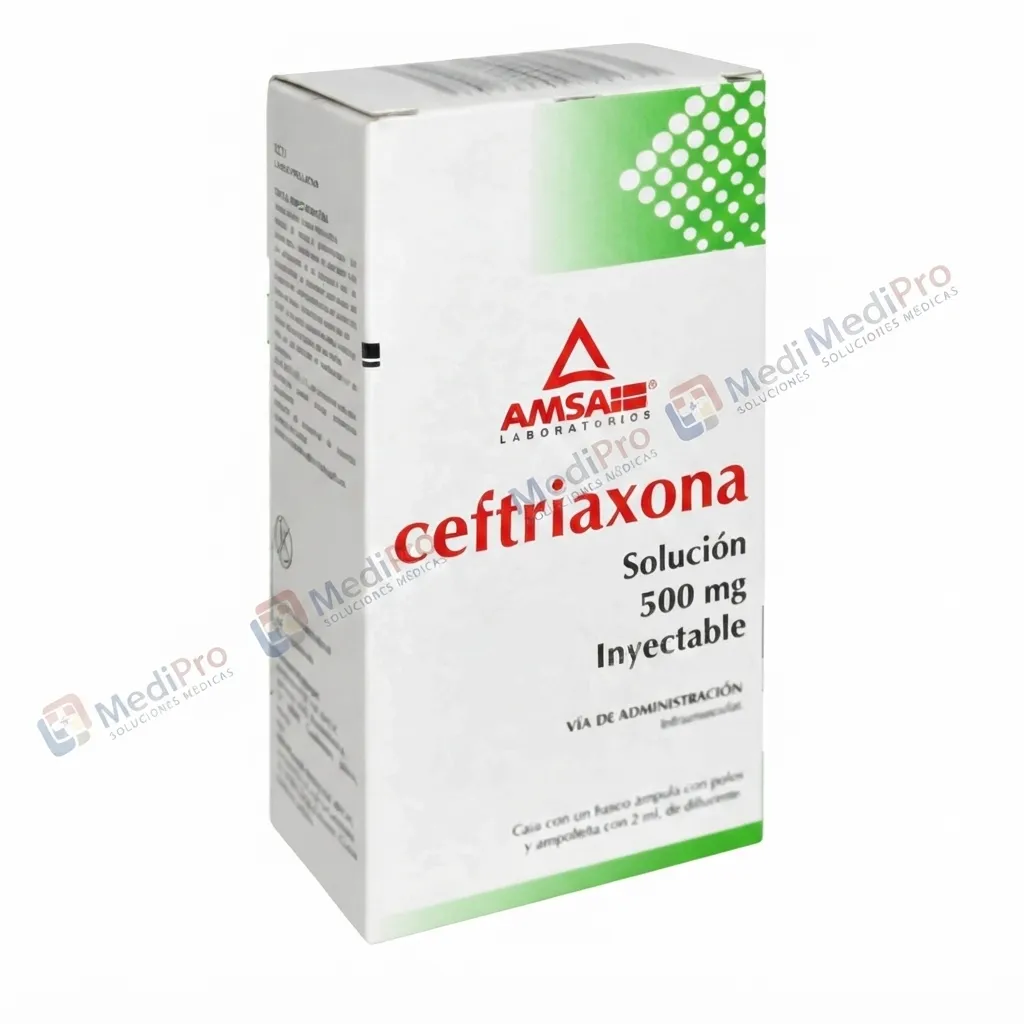 CEFTRIAXONA (AMSA) I.M. SOL  INY C/1 FCO AMP. 500 MG/2ML.
