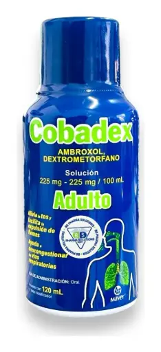 COBADEX ADULTO SOLUCION 120 ML. (AMBROXOL 225 MG/DEXTROMETORFANO 225 MG.)